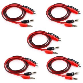 Power Supply Double Alligator Clip to Banana Connector Audio Video Test Cable 1M Length 5 Pairs