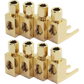 8 PCS Speaker Cable Connector, Hi-end Banana to Spade Adapter Plug Speaker Cable Wire Right Angle Spade Fork and Binding Post Connector HiFi Gold