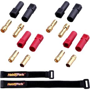 Hobbypark 4 Pairs XT150 Connector Plugs (Unassembled) Male & Female 6mm Gold Banana Bullet Plug Connectors for RC Lipo Battery ESC Motor