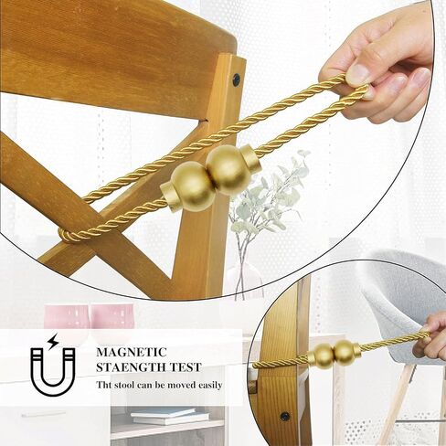 2 Pack Magnetic Curtain Tiebacks Modern Handmade Rope Curtain Tie Backs Decorative Drapes Weave Holdbacks for Home Outdoor Bedroom Office Decorative Curtain, Gold in Saudi Arabia