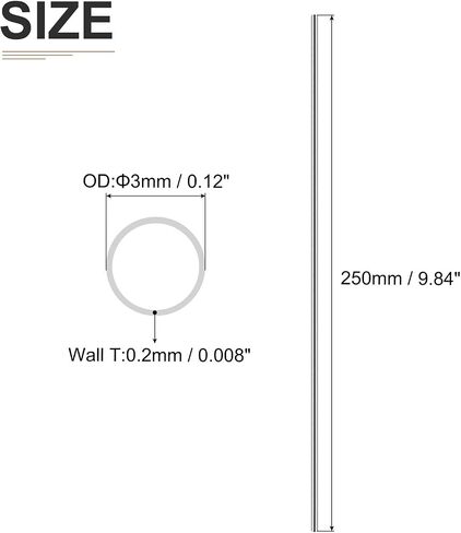 8mm x 0.2mm x 250mm(ODxWall TxL) 304 Stainless Steel Tube - 1Pack - Good for Machinery Equipment - Polished Metal Tubing in Saudi Arabia