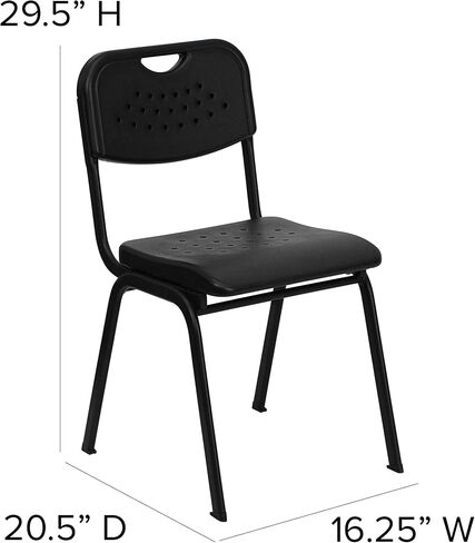Flash Furniture HERCULES Series 880 lb. Capacity Black Plastic Stack Chair with Open Back and Black Frame in Saudi Arabia