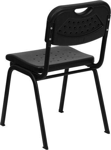 Flash Furniture HERCULES Series 880 lb. Capacity Black Plastic Stack Chair with Open Back and Black Frame in Saudi Arabia