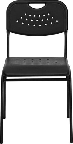 Flash Furniture HERCULES Series 880 lb. Capacity Black Plastic Stack Chair with Open Back and Black Frame in Saudi Arabia