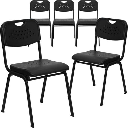 Flash Furniture HERCULES Series 880 lb. Capacity Black Plastic Stack Chair with Open Back and Black Frame in Saudi Arabia