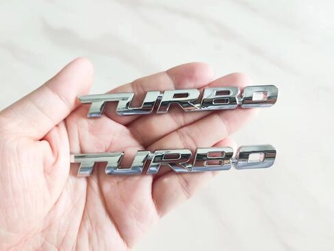 3D Turbo Advanced Car Side Fender شعار خلفي لصندوق السيارة ملصق مناسب لتزيين السيارة (فضي) in Kuwait