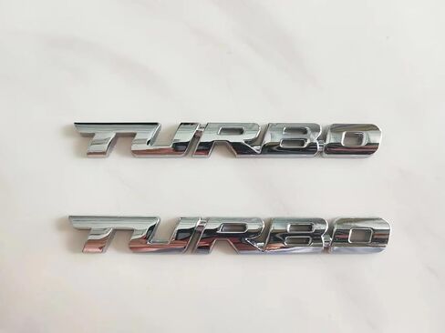 3D Turbo Advanced Car Side Fender شعار خلفي لصندوق السيارة ملصق مناسب لتزيين السيارة (فضي) in Kuwait