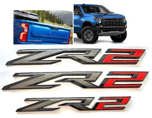 3pack Fender Rear ZR2 Emblems Badges Letter ZR2 Compatible with Replacement for Silverado Colorado 84865797 OEM (Black Red) in Saudi Arabia