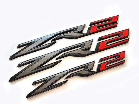 3pack Fender Rear ZR2 Emblems Badges Letter ZR2 Compatible with Replacement for Silverado Colorado 84865797 OEM (Black Red) in Saudi Arabia