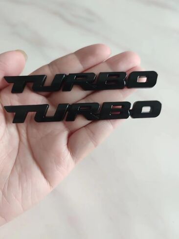 3D Turbo Advanced Car Side Fender شعار خلفي لصندوق السيارة ملصق مناسب لتزيين السيارة (فضي) in Kuwait