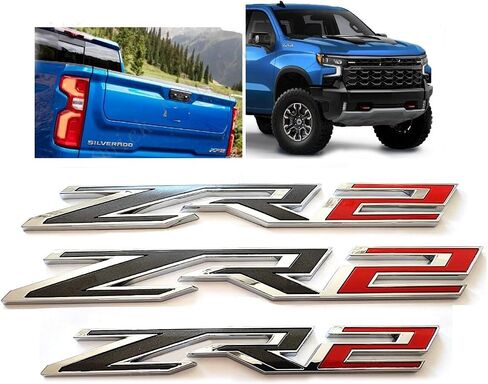 3pack Fender Rear ZR2 Emblems Badges Letter ZR2 Compatible with Replacement for Silverado Colorado 84865797 OEM (Black Red) in Saudi Arabia