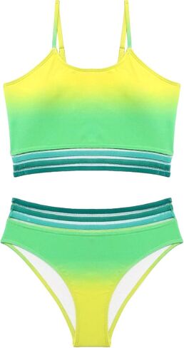 SOLY HUX Girl's Two Piece Swimsuit Gradient Contrast Mesh Bikini Sets Bathing Suits in Saudi Arabia