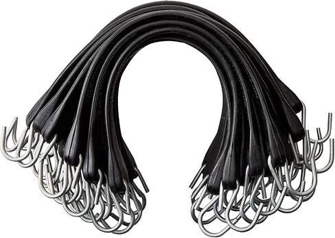 21" Inch 25 Pack Rubber Bungee Cords with Metal Hooks for Flatbed Trucks- Heavy Duty Tarp Tie Down Straps in Kuwait