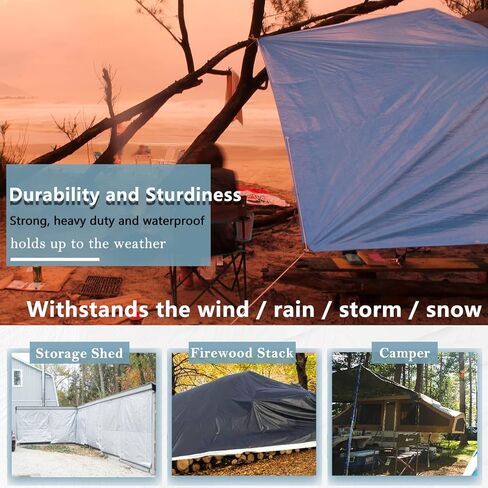 UCINNOVATE 10' x 10' قماش القنب عالي التحمل مقاوم للماء أبيض/أسود، غطاء قماش متين 14 مل مع الحلقات، غطاء ملاءة أرضية معززة مقاومة للأشعة فوق البنفسجية لحديقة الفناء أو الدفيئة أو القارب in Kuwait