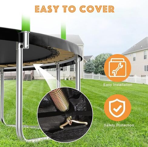 غطاء زنبركي الترامبولين، استبدال وسادة الترامبولين Gonoce بطول 14 قدم، بدون فتحات للأعمدة، ملحقات الترامبولين المقاومة للماء والتمزق باللون الأسود (14 قدم) in Kuwait