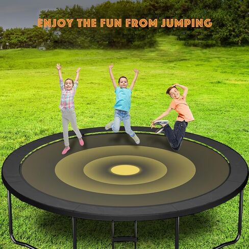 غطاء زنبركي الترامبولين، استبدال وسادة الترامبولين Gonoce بطول 14 قدم، بدون فتحات للأعمدة، ملحقات الترامبولين المقاومة للماء والتمزق باللون الأسود (14 قدم) in Kuwait