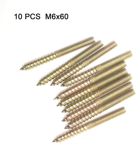 Hanger Bolt M6x60 Double Headed Bolt Self-Tapping Screw for Furniture 10Pcs, Bronze in Saudi Arabia