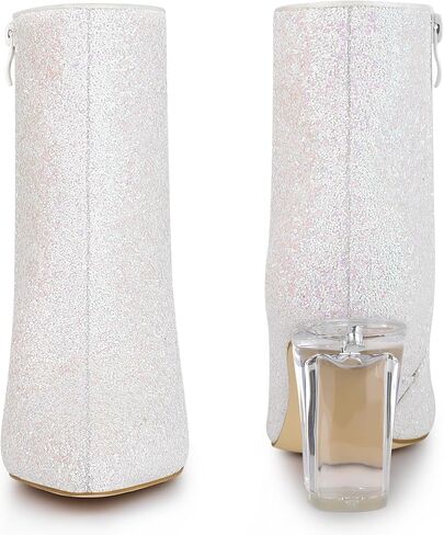 Perphy Clear Heel Sparkly Glitter Block Heels Ankle Boots for Women in Saudi Arabia