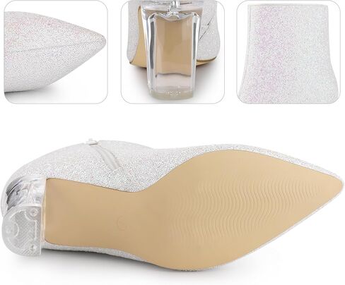 Perphy Clear Heel Sparkly Glitter Block Heels Ankle Boots for Women in Saudi Arabia