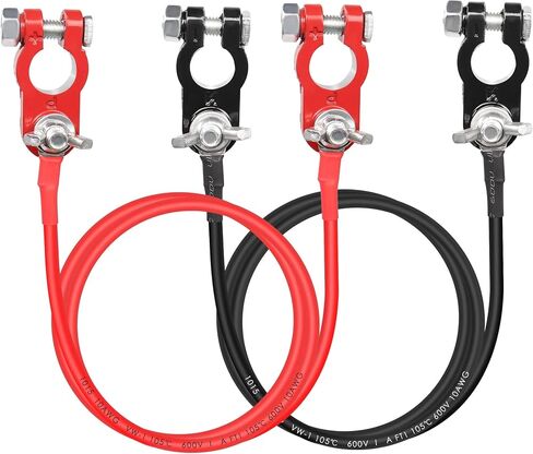 زوج واحد من كابل عاكس البطارية 10AWG من GELRHONR مع موصلات طرفية، عمود علوي لطرف البطارية من الدرجة البحرية، سلبي وإيجابي عالمي، لسيارة القارب RV-1M/3.2Ft in Saudi Arabia