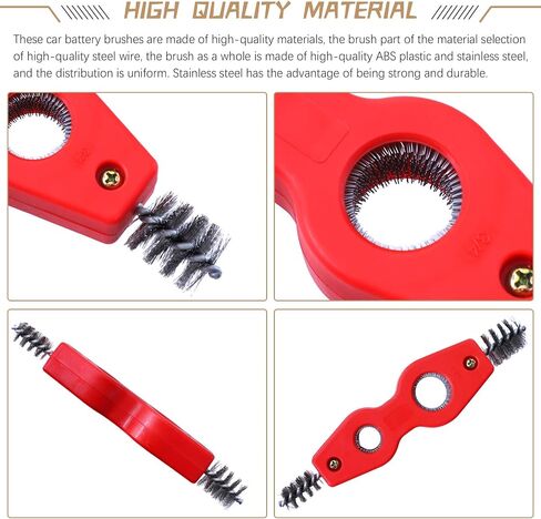 1 PC Four-in-one Car Starter Terminal Cleaner Replacement, Metal Vehicle Pile Head Brush Tool, Universal Automotive Tube Cleaning Brush Accessories for Marine Car Truck SUV RV (Red) in Saudi Arabia