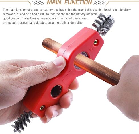 1 PC Four-in-one Car Starter Terminal Cleaner Replacement, Metal Vehicle Pile Head Brush Tool, Universal Automotive Tube Cleaning Brush Accessories for Marine Car Truck SUV RV (Red) in Saudi Arabia