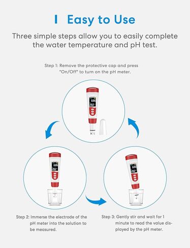 مقياس درجة الحموضة ميروس، مقياس درجة الحموضة الرقمي للزراعة المائية المائية مع ATC، IP67 PH/درجة الحرارة 2 في 1 قلم اختبار مع نطاق قياس 0-14 درجة الحموضة، قلم صغير عالي الدقة 0.01PH لحمام السباحة ومياه الشرب in Kuwait