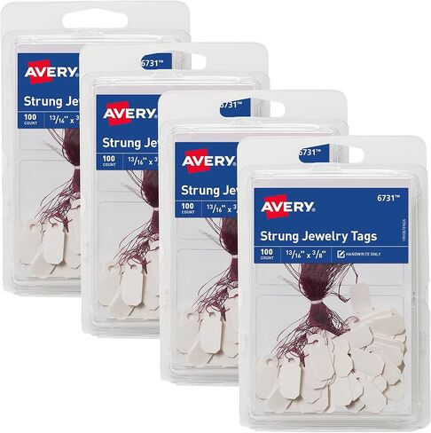 علامات مجوهرات Avery مع سلسلة، 0.8125 × 0.375 بوصة، 4 عبوات، إجمالي 400 علامة مربوطة (50226) in Saudi Arabia
