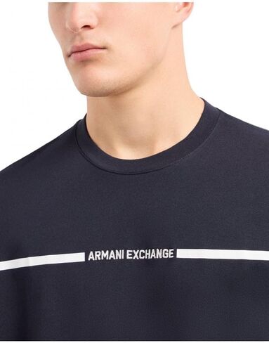 A｜X ARMANI EXCHANGE Men's Line Logo Branded Short Sleeve T-Shirt in Saudi Arabia