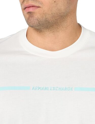 A｜X ARMANI EXCHANGE Men's Line Logo Branded Short Sleeve T-Shirt in Saudi Arabia