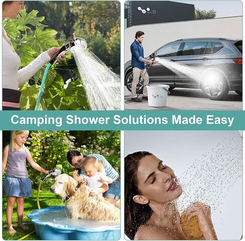 Portable Outdoor Shower for Camping with 20L Dry Bag,6000mAh Brushless Motor Shower Rechargeable Pump with Intelligent Digital Display, Shower Head Nozzle for Camping,Pet Bath,Car Washing in Kuwait