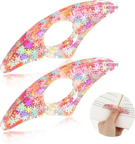 2 PCS Book Page Holder for Reading, Glitter Thumb Bookmark Transparent Book Page Holder Handmade Resin Ring Book Opener Book Accessory Gift for Literary Book Lover Teacher Bookworm Student in Saudi Arabia