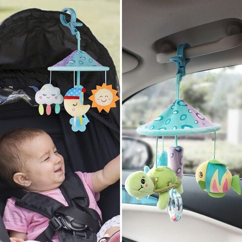 Baby pram Mobile Toy for Pack and Play, Car roof Handle Toys with Soft Rattle for 0 Months+ (Sky) in Saudi Arabia