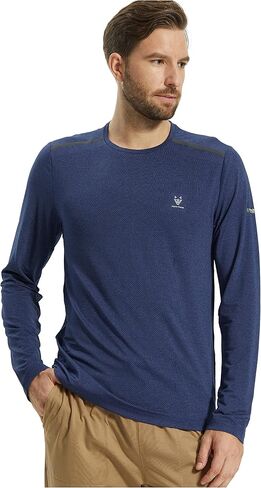 قمصان رياضية للرجال بأكمام طويلة بعامل حماية من أشعة الشمس 50+، قمصان رياضية سريعة الجفاف للجري والصيد والمشي لمسافات طويلة in Kuwait