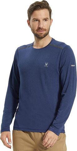 قمصان رياضية للرجال بأكمام طويلة بعامل حماية من أشعة الشمس 50+، قمصان رياضية سريعة الجفاف للجري والصيد والمشي لمسافات طويلة in Kuwait