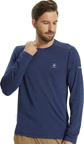 قمصان رياضية للرجال بأكمام طويلة بعامل حماية من أشعة الشمس 50+، قمصان رياضية سريعة الجفاف للجري والصيد والمشي لمسافات طويلة in Kuwait