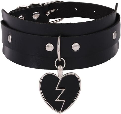 PU Leather Choker Collar Heart Choker Pendant Necklace Punk Leather Choker Love Leather Choker for Women and Girls in Saudi Arabia