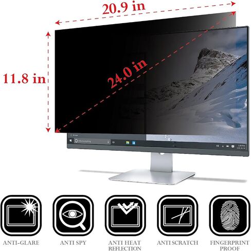 مرشح شاشة الخصوصية Flexzion مضاد للوهج ومضاد للخدش وشاشة LCD عريضة مقاس 24 بوصة وشاشة كمبيوتر سطح المكتب والكمبيوتر المحمول (نسبة 16:9) in Saudi Arabia