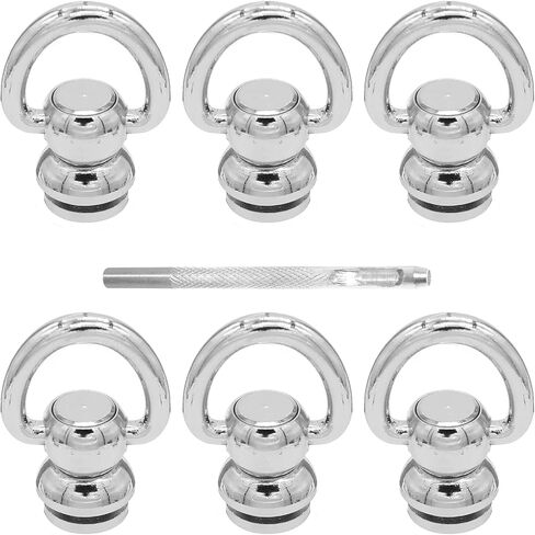 Moicstiy 6Set D-Ring Head Button Studs Solid Brass Button Stud Screws 360 Degree Rotating D-Ring Leather Button Nail Rivet with Punch for Bag, Belt, Craft, DIY Decoration (Antique Bronze, Small D) in Saudi Arabia