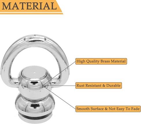 Moicstiy 6Set D-Ring Head Button Studs Solid Brass Button Stud Screws 360 Degree Rotating D-Ring Leather Button Nail Rivet with Punch for Bag, Belt, Craft, DIY Decoration (Antique Bronze, Small D) in Saudi Arabia
