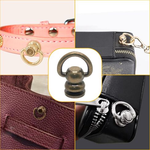 Moicstiy 6Set D-Ring Head Button Studs Solid Brass Button Stud Screws 360 Degree Rotating D-Ring Leather Button Nail Rivet with Punch for Bag, Belt, Craft, DIY Decoration (Antique Bronze, Small D) in Saudi Arabia