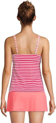 Lands' End Womens Chlorine Resistant Underwire Wrap Tankini Top Wood Lily/Strawberry Stripe Regular 8 in Saudi Arabia