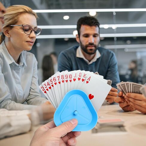 4 Set Playing Card Holders -4 Colors Ideal for Playing Cards,Holds Up to 15 Poker Cards Hands-Free Triangle Perfect for Kids and Adults-Cards Not Included in Saudi Arabia