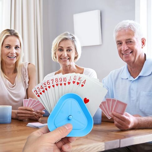 4 Set Playing Card Holders -4 Colors Ideal for Playing Cards,Holds Up to 15 Poker Cards Hands-Free Triangle Perfect for Kids and Adults-Cards Not Included in Saudi Arabia