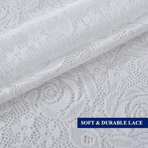 Lace Curtains 84 Inches Long - Crochet Rose Floral Sheer Lace Curtains for Bedroom, Shabby Chic White Lace Sheer Curtains for Light Filtering and Privacy, 52 x 84 Inch, 2 Panels, Off White in Saudi Arabia