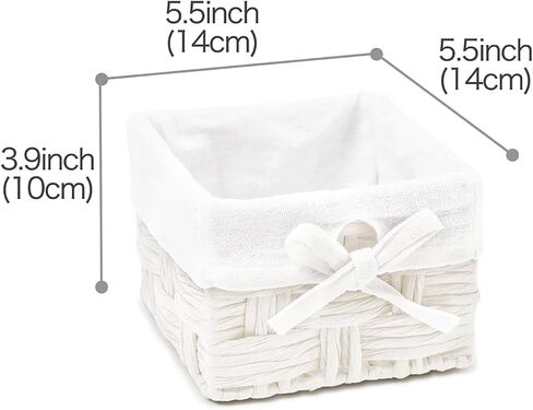 EZOWare Set of 6 Woven Paper Rope Wicker Storage Nest Baskets Organizer Container Bins with Liner for Nursery Kids Baby Closets, Room Decor, Towels, Gift Baskets Empty - White (5.5 x 5.5 x 4") in Saudi Arabia