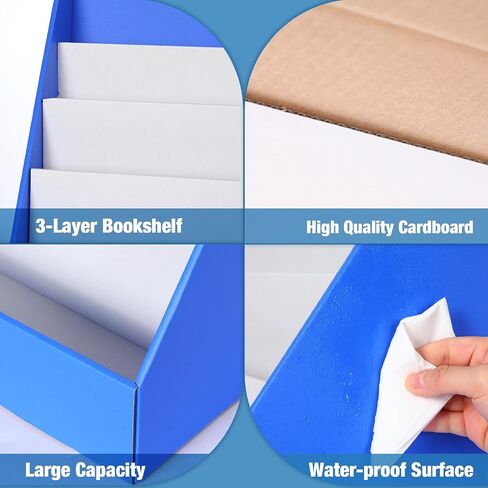 4 Pcs Classroom Cardboard Book Display Stand 3 Tiered Book Display Shelf 20" x 17" Tabletop Book Display Book Storage Rack Comic Display for School Library Office(White) in Saudi Arabia