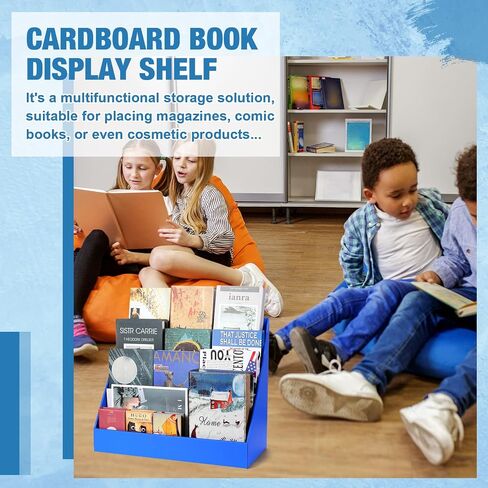 4 Pcs Classroom Cardboard Book Display Stand 3 Tiered Book Display Shelf 20" x 17" Tabletop Book Display Book Storage Rack Comic Display for School Library Office(White) in Saudi Arabia