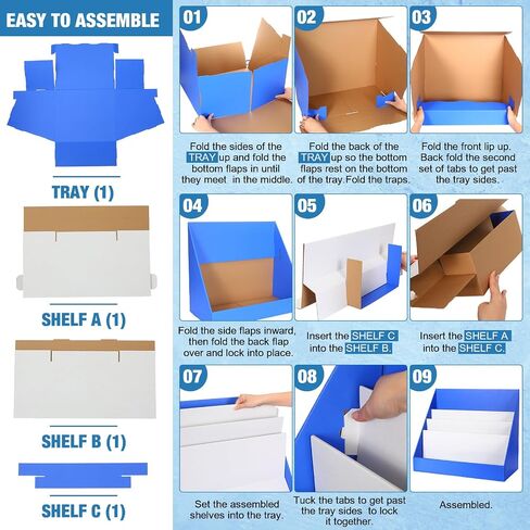 4 Pcs Classroom Cardboard Book Display Stand 3 Tiered Book Display Shelf 20" x 17" Tabletop Book Display Book Storage Rack Comic Display for School Library Office(White) in Saudi Arabia