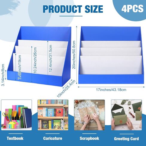 4 Pcs Classroom Cardboard Book Display Stand 3 Tiered Book Display Shelf 20" x 17" Tabletop Book Display Book Storage Rack Comic Display for School Library Office(White) in Saudi Arabia